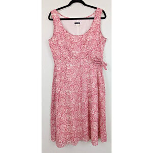 J.Crew Y2K sz 12 Fit & Flare Dress pink cream floral sleeveless tank cotton 1352